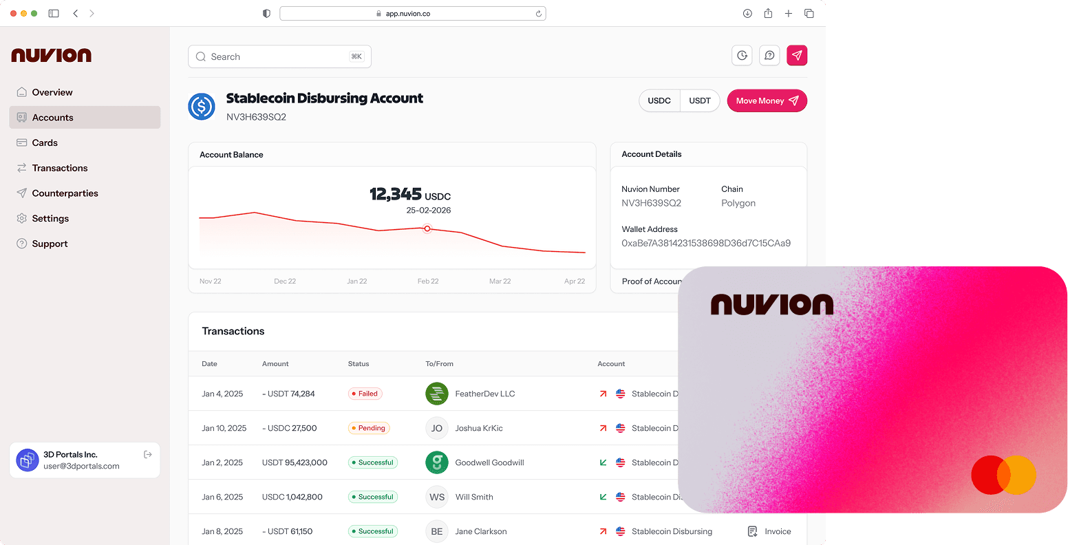 Public Nuvion product preview showing accounts and transactions